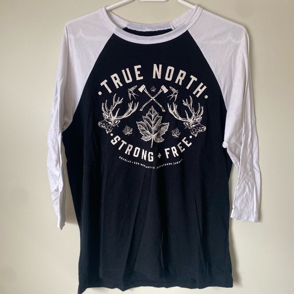 Local Ontario Brand 3/4 baseball style Long Sleeve - Picture 1 of 3